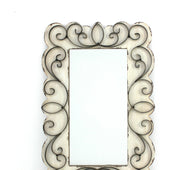 White Vintage Decorative Wood & Metal  Wall Mirror