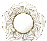 Round Gold Flower Metal Wall Mirror