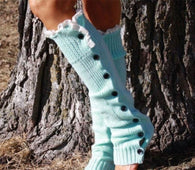 Women’s Knitted Leg Warmers with Buttons - 6 Colors - Leg 