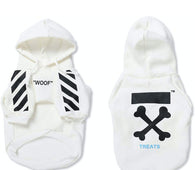Woof Black & White Hoodie - White with Black Stripe / Small 
