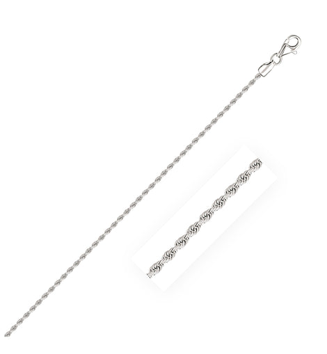 14k White Gold Solid Diamond Cut Rope Chain (1.80 mm)