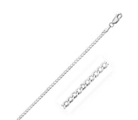 14k White Gold Solid Curb Chain (2.60 mm)