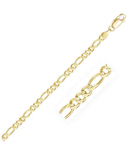 10K Yellow Gold Solid Figaro Chain (3.70 mm)