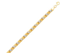 14k Two-Tone Gold Fancy Weave Bracelet with Contrasting Finish (6.35 mm)