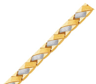 14k Two-Tone Gold Fancy Weave Bracelet with Contrasting Finish (6.35 mm)