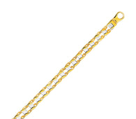 14k Two-Tone Gold Mens Bracelet with S Style Bar Links (7.85 mm)