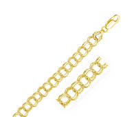 14k Yellow Gold Solid Double Link Charm Bracelet (8.00 mm)