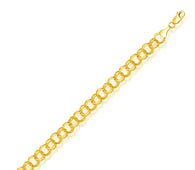 14k Yellow Gold Solid Double Link Charm Bracelet (7.00 mm)