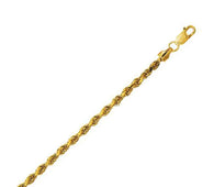 10K Yellow Gold Lite Hollow Diamond Cut Rope Chain (3.20 mm)