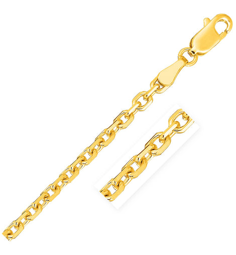 14k Yellow Gold Diamond Cut Cable Link Chain (2.60 mm)