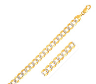 14k Two Tone Gold Pave Curb Bracelet (7.00 mm)