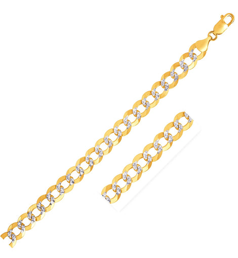 14k Two Tone Gold Pave Curb Bracelet (7.00 mm)