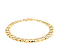 14k Two Tone Gold Pave Curb Bracelet (7.00 mm)