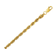 10K Yellow Gold Hollow Diamond Cut Rope Chain (4.00 mm)