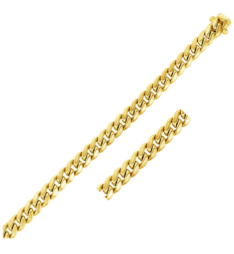 10k Yellow Gold Semi Solid Miami Cuban Bracelet (7.20 mm)