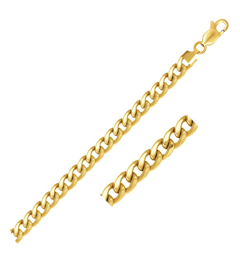 14k Yellow Gold Semi Solid Miami Cuban Bracelet (6.60 mm)