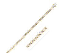 14k Yellow Gold White Pave High Polish Modern Lite Miami Cuban Bracelet  (6.50 mm)