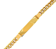 14k Yellow Gold Mens ID Cuban Chain Bracelet (8.00 mm)