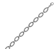 Textured Oval Link Bracelet in 14k White Gold (8.60 mm)