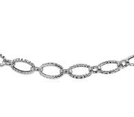 Textured Oval Link Bracelet in 14k White Gold (8.60 mm)