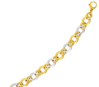 14k Two-Tone Yellow and White Gold Alternating Size Link Bracelet (12.50 mm)