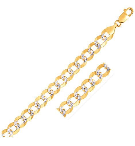 14k Two Tone Gold Pave Curb Bracelet (9.70 mm)