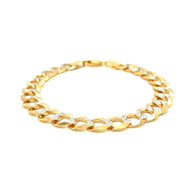 14k Two Tone Gold Pave Curb Bracelet (9.70 mm)