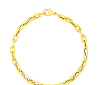 14k Yellow Gold 7 1/2 inch Paperclip Chain Bracelet with Three Diamond Links (4.20 mm)