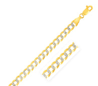 14k Two Tone Gold Pave Curb Chain (4.60 mm)