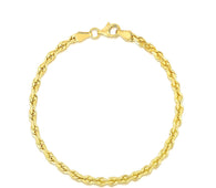 10k Yellow Gold Solid Diamond Cut Rope Bracelet (4.00 mm)