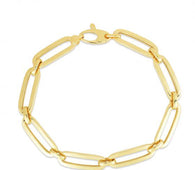 14k Yellow Gold 7 1/2 inch Bombay Paperclip Chain Bracelet (7.00 mm)