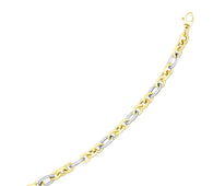 14k Two-Tone Gold Long and Short Style Oval Link Bracelet (7.50 mm)