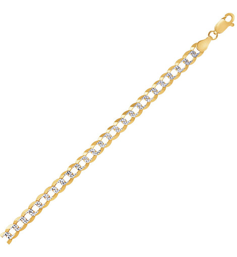 14k Two Tone Gold Pave Curb Chain (5.70 mm)