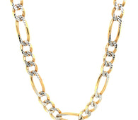 14K Yellow Gold Solid Pave Figaro Chain (7.00 mm)