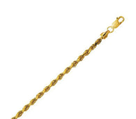 14K Yellow Gold Hollow Diamond Cut Rope Chain (3.20 mm)