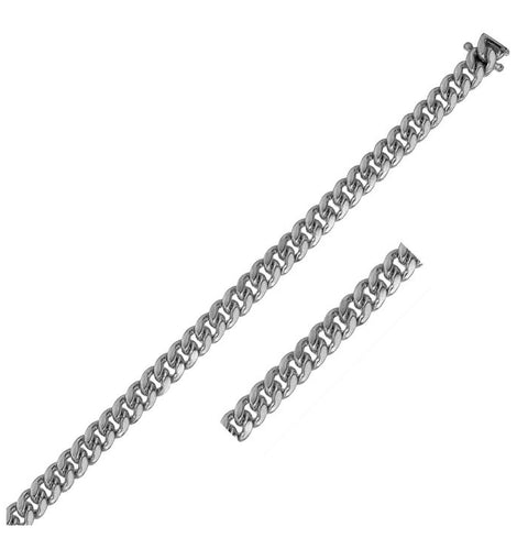 14k White Gold Classic Miami Cuban Solid Chain (5.00 mm)