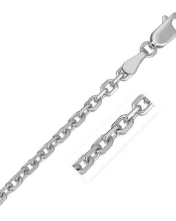 18k White Gold Diamond Cut Cable Link Chain (2.60 mm)