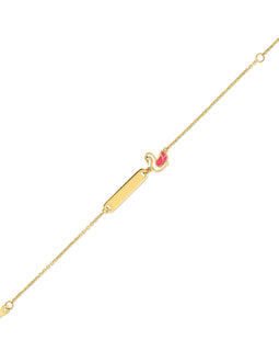 14k Yellow Gold Swan Childrens Bracelet (1.00 mm)