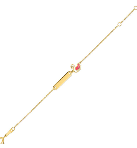 14k Yellow Gold Swan Childrens Bracelet (1.00 mm)