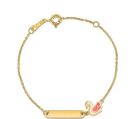 14k Yellow Gold Swan Childrens Bracelet (1.00 mm)