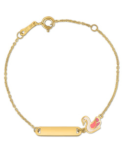 14k Yellow Gold Swan Childrens Bracelet (1.00 mm)