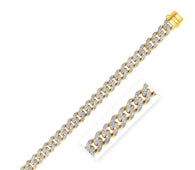 14k Two Tone Gold Curb Chain Bracelet with Diamond Pave Links (11.50 mm)