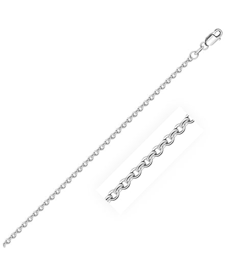 18k White Gold Diamond Cut Cable Link Chain (1.90 mm)