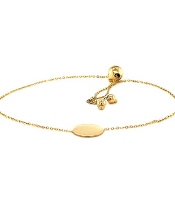 Adjustable Bracelet with Shiny Circle in 14k Yellow Gold (7.50 mm)