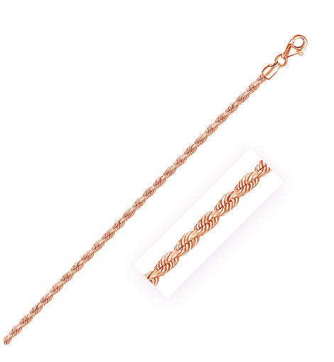 14k Rose Gold Solid Diamond Cut Rope Chain (2.30 mm)