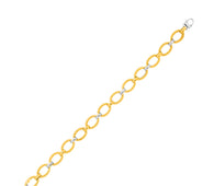 14k Two-Tone Gold Chain Bracelet with Textured Oval Links (6.35 mm)