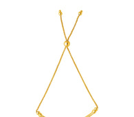 14k Yellow Gold Smooth Curved Bar and Lariat Style Bracelet (1.00 mm)