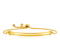 14k Yellow Gold Smooth Curved Bar and Lariat Style Bracelet (1.00 mm)