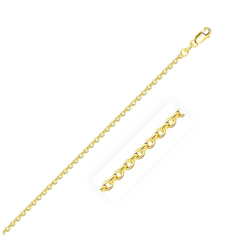 18k Yellow Gold Diamond Cut Cable Link Chain (1.90 mm)