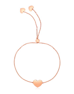 14k Rose Gold Adjustable Heart Bracelet (0.90 mm)